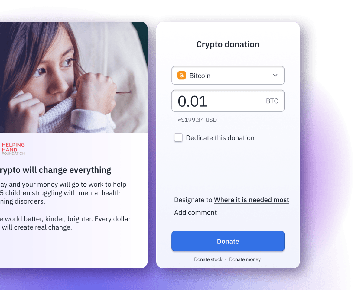 Accept crypto donations through your website